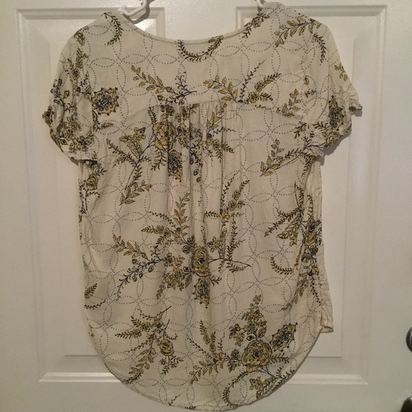 Hinge Print V-Neck Blouse (B) - Picture 3 of 6